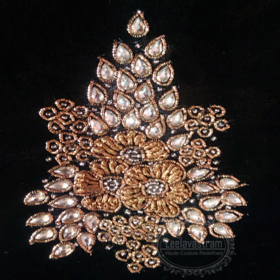 Gold floral hand-beaded motif